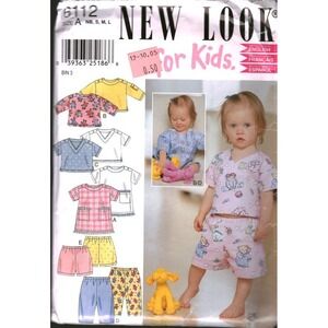 New Look 6112 Sewing Pattern Kids Infants Sleepwear Playwear Tops‎ Pants Shorts